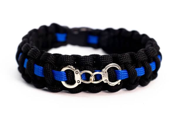 Paracord Wristband – Blue Line With Handcuffs 2