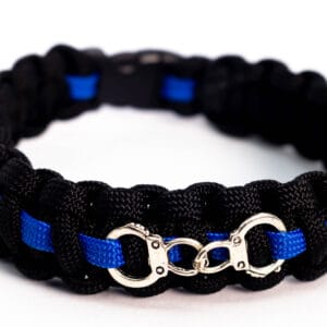 Paracord Wristband – Blue Line With Handcuffs