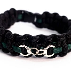 Paracord Wristband – Green Line With Handcuffs